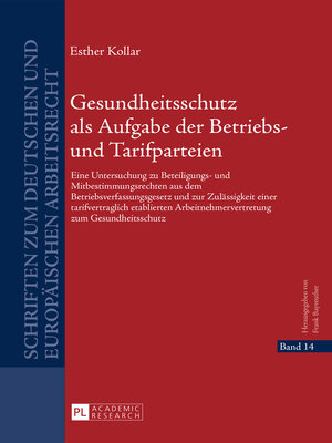 cover image of Gesundheitsschutz als Aufgabe der Betriebs- und Tarifparteien